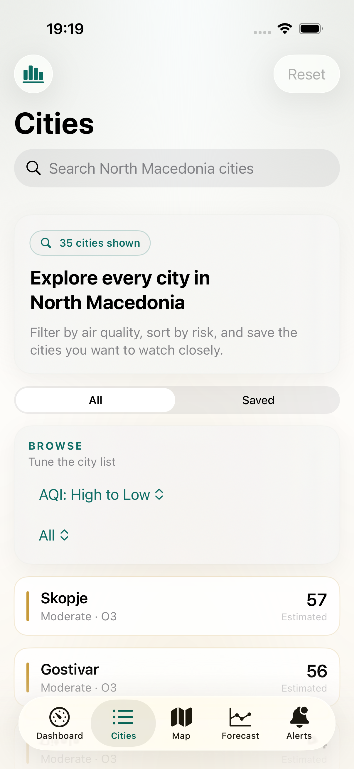 Cities list
