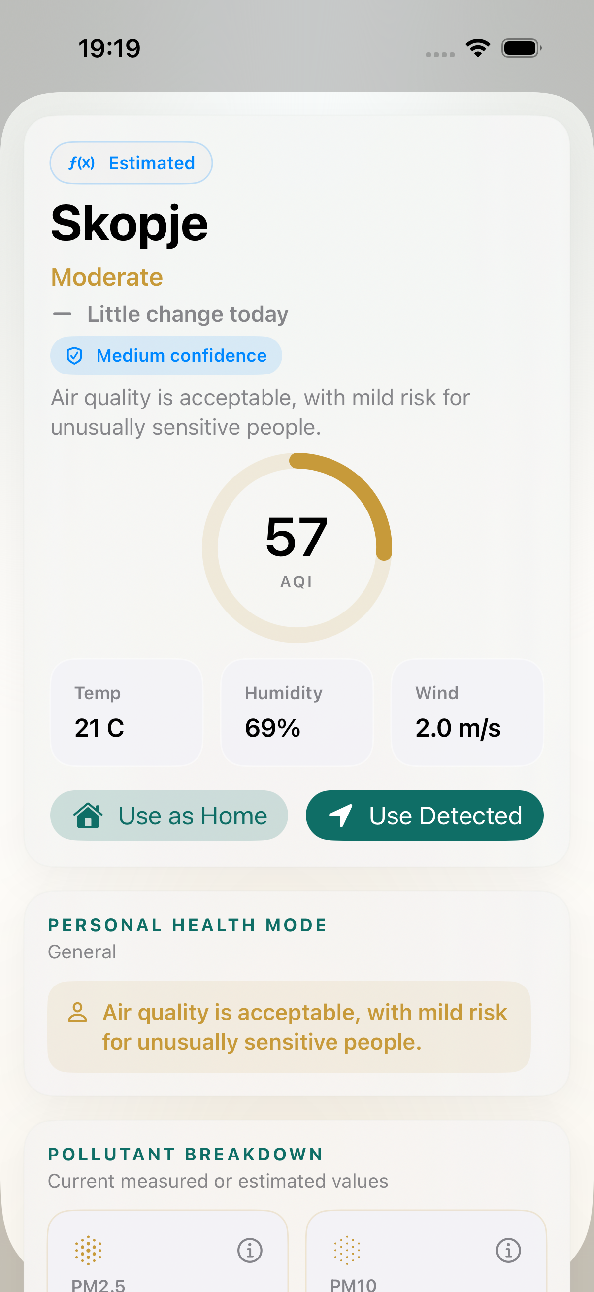 City detail with pollutants
